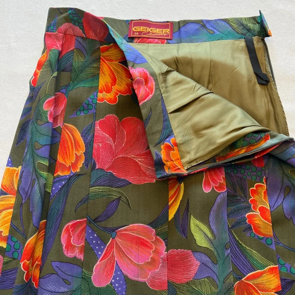 Geiger Collections Vintage Pure New Wool Floral Skirt Set Made in Austria S/M - Picture 10 of 13